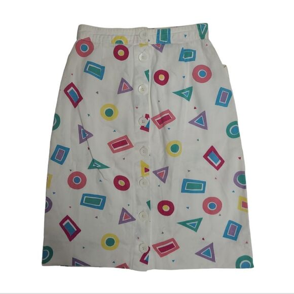 VINTAGE 90s geometric print button back pencil skirt XS - Picture 3 of 10
